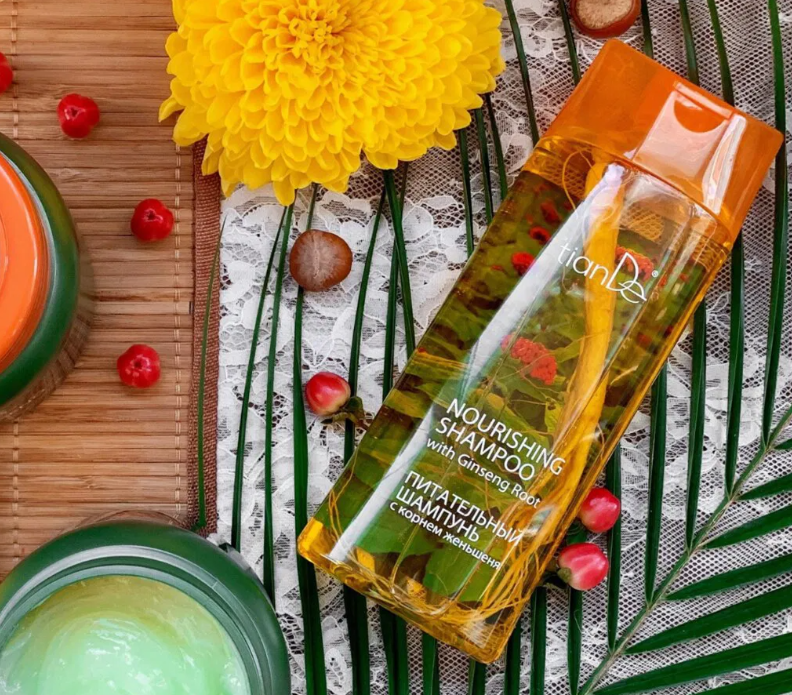tianDe vyživující šampon s kořenem ženšenu 450 ml