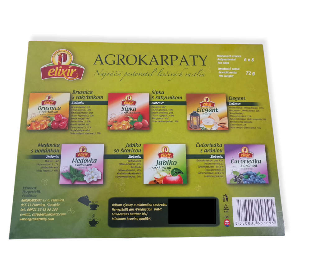 Agrokarpaty Ovocno bylinné čaje Čajová kazeta Elixír 72 g