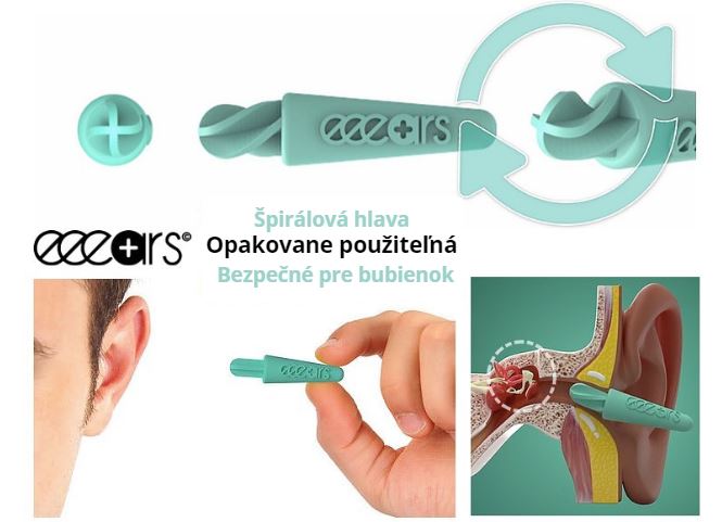 eeears Opakovaně použitelný silikonový čistič uší 4 ks