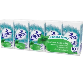 Linteo Satin papírové kapesníčky máta 3-vrstvé 10 x 10 ks