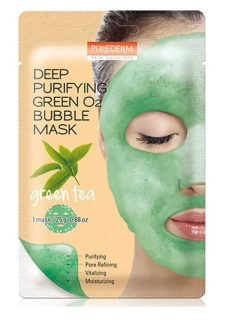 Purederm Čisticí okysličující O2 bublinková maska s výtažkem ze zeleného čaje 25 g